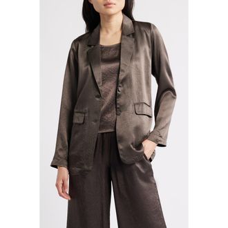 Eileen Fisher Crinkled Satin Blazer in Rye at Nordstrom Rack, Size Xx-Small