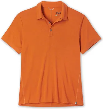 Stio | Mens Divide Polo Shirt, Size Large in Bonfire Heather | Cotton