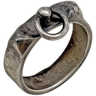 Herm&egrave;s Collier De Chien Cyan Silver 925 Band Ring (Pre-Owned)