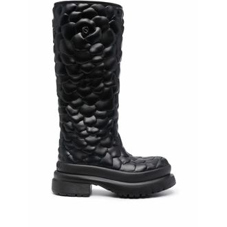Valentino Garavani Atelier Floral-Embossed Mid-Calf Rain Boots