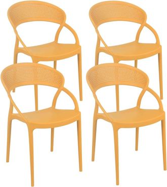 Oviala Juego de 4 sillas de jardín amarillo mostaza