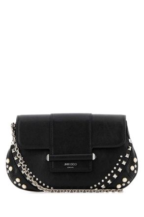 Jimmy Choo London Black Leather Bar Clutch