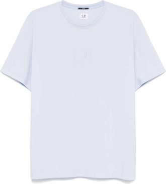 C.P. Company Tacting Piquet T-shirt met Borduring - Heren - T-shirts - Blauw - XL - Katoen - Tops