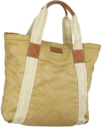 Gucci Pre-owned Nylon Tote Bag - Dames - Vintage Shopper - Beige - ONE Size - Nylon - Vintage