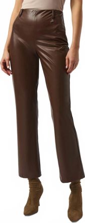 Joseph Ribkoff Leatherette Wide Leg Pull On Pants In Brown