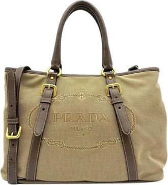 Prada Pre-owned Vintage Tote Bag - Dames - Vintage Shopper - Beige - ONE Size - Leer - Vintage