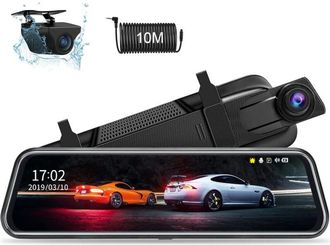 OEM C&aacute;mara De Salpicadero Con Espejo Retrovisor De 10 Fhd 1080p - C&aacute;mara Frontal Y Trasera - Visi&oacute;n Nocturna Wdr - Gran Angular De 170&deg; - Cable De 10 M Pa