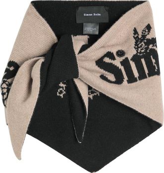 Simone Rocha Simone Rocha Graphic Logo Wool and Cashmere-blend Neckerchief - Beige - One Size