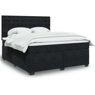 vidaXL Cama Box Spring Con Colch&oacute;n Terciopelo Negro 180x200 Cm Vidaxl