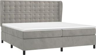 vidaXL Cama Box Spring Con Colch&oacute;n Terciopelo Gris Claro 200x200 Cm Vidaxl