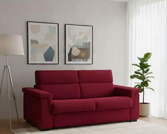 Dmora Sof&aacute; Fijo 3 Plazas Zelia, Sof&aacute; Lineal Para Sal&oacute;n, Acolchado, Desenfundable, Calidad 100% Made In Italy, 225x95 H100 Cm, Rojo - Dmora