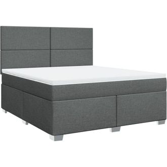 vidaXL Cama Box Spring Con Colch&oacute;n Tela Gris Oscuro 180x200 Cm Vidaxl