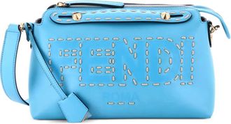 Fendi Logo By The Way Stitched Leather Medium satchel - Blauw