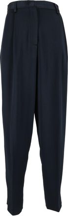 Fabiana Filippi Night Blue Pleated Satin Carrot-Fit Pants