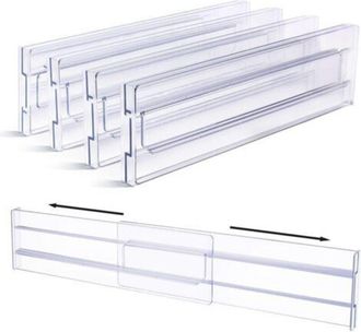OEM Separadores De Cajones De Pl&aacute;stico, Organizadores Transparentes Ajustables Para Cajones De Cocina Y Dormitorio, Paquete De 4