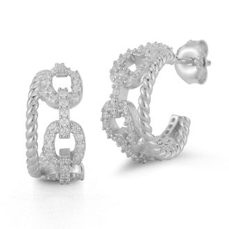 Glaze Jewelry Sterling Silver Double Link Hoops