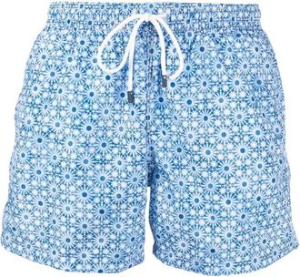 Fedeli floral-print swim shorts - men - Recycled Polyester/Microfibre - S - Blue