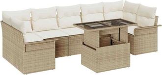 vidaXL Vidaxl - Conjunto De Sof&aacute; De Jard&iacute;n Con Coj&iacute;n 8 Pcs Beige Polirat&aacute;n