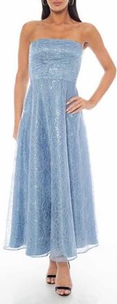 OLEG CASSINI Embroidered Sequin Strapless Dress in Dior Blue at Nordstrom Rack, Size X-Large