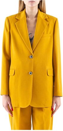 Liu Jo Klassieke blazer met enkele knoop - Dames - Blazers - Geel - XS - Polyester - Jassen