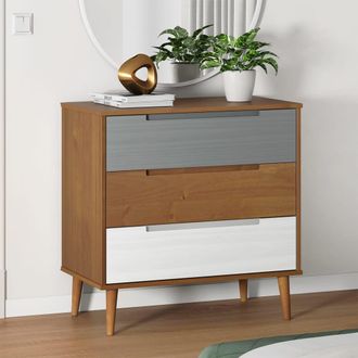 vidaXL Vidaxl - Mesita De Noche Molde Madera Maciza De Pino Marr&oacute;n 80x40x80 Cm