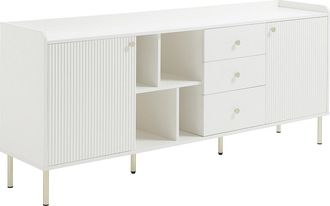 Vente-Unique Aparador con 2 puertas, 3 cajones y 4 huecos - Blanco y dorado - LUNAOR