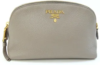 Prada Gray Leather Pouch (Pre-Owned)