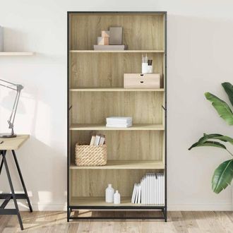 Berkfield Home Modern Bookcase Sonoma Oak 80.5x35x170.5 cm Engineered Wood in Brown