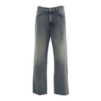 Mauro Grifoni Wide Jeans, male, Blue, Size: W34 Jeans gamba morbida lavaggio medio