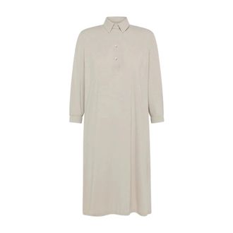 Roberto Ricci Design Shirt Dresses, female, Beige, Size: 2XL Oxford Polo Dress