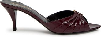 Saint Laurent Babylone 60 Pleated Patent Leather Mules - Burgundy - 40 (IT40 / UK7)