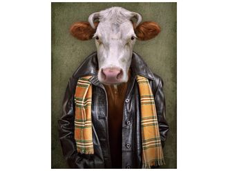 Schubiger M&ouml;bel Digitaldruck auf Glas Rind mit Lederjacke