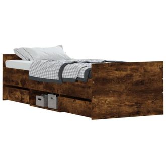 vidaXL Bed Frame without Mattress Smoked Oak 75x190 cm Small Single Vidaxl