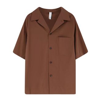 Hev&ograve; Novolic Bowling Shirt - male - Hevo - Short Sleeve Shirts - Brown - XL - Shirts