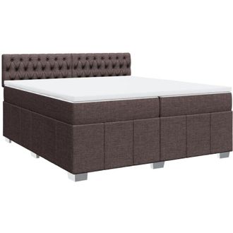 vidaXL Vidaxl - Cama Box Spring Con Colch&oacute;n Tela Marr&oacute;n Oscuro 200x200 Cm