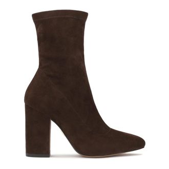 Kazar Schoenen, Dames, Bruin, 36 EU, Donkerbruine stoffen laarzen met een paal