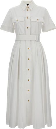 Fay Short-Sleeved Cotton Midi Dress with Classic Shirt Collar