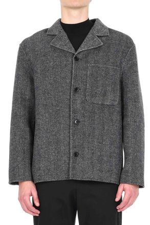 Officine G&eacute;n&eacute;rale Hamid Model Herringbone Wool Overshirt