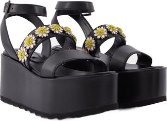 Fabrizio Viti Womens Tima Platform Black Leather Shoes - Sandals