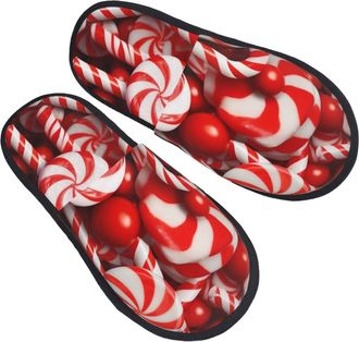 Generic Cotton Slippers Candy Canes Soft Slippers Reusable Sliders For Bedroom Home Outdoor M