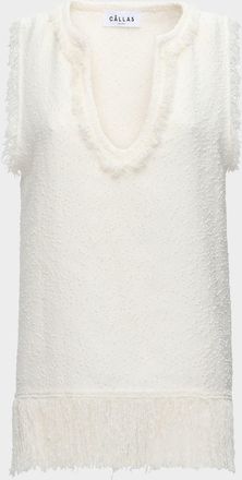 C&acirc;llas Milano Comporta Sleeveless Fringed Boucle Top