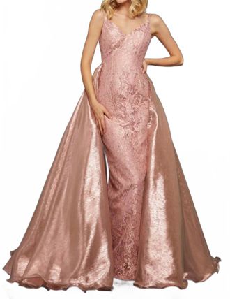 Sherri Hill Metallic Organza Ball Gown In Blush
