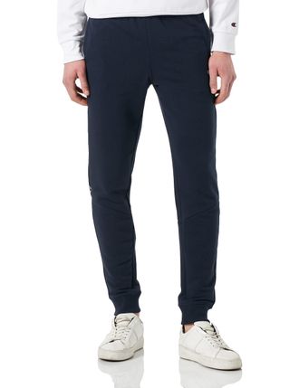 Champion Mens Legacy Authentic Pants Powerblend Terry Tape Logo Rib Cuff Sweatpants, Navy Blue, S
