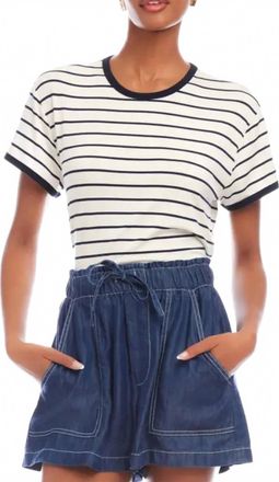 Fifteen Twenty Courtney Contrast Top In Navy Stripe
