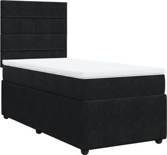 vidaXL Cama Box Spring Con Colch&oacute;n Terciopelo Negro 100x200 Cm Vidaxl