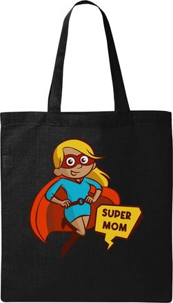 Generic Super Mom Superhero Art Natural Ecological Cotton Tote Bag Black