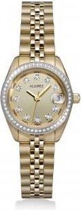Allurez Womens Diamond Stainless Steel Gold Tone Bracelet Watch