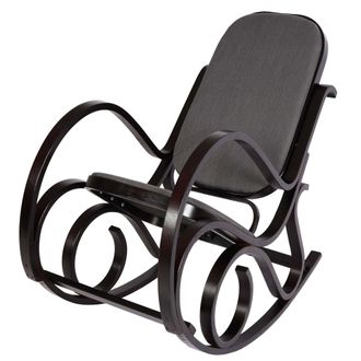 Hhg Hhg - Nunca Usado] Mecedora M41, Mecedora Sill&oacute;n Tv, Madera Maciza, Aspecto Nogal, Tela/textil Gris Antracita