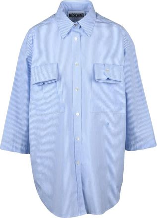 Moschino Overhemden, Dames, Blauw, M, Katoen, Camicia Over