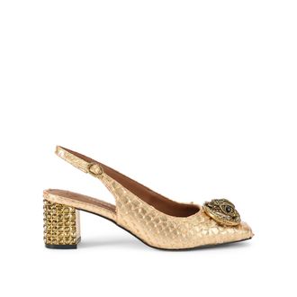 Kurt Geiger Womens Chelsea Block Slingback Heels - Gold - Size UK 3